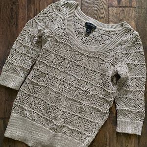 White House Black Market Gold lame’ sweater Medium summer knit